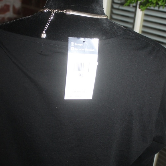 CHAPS Black Top Laced Long Sleeve Stretch Round Neck Size XL NEW with tags - Picture 4 of 7